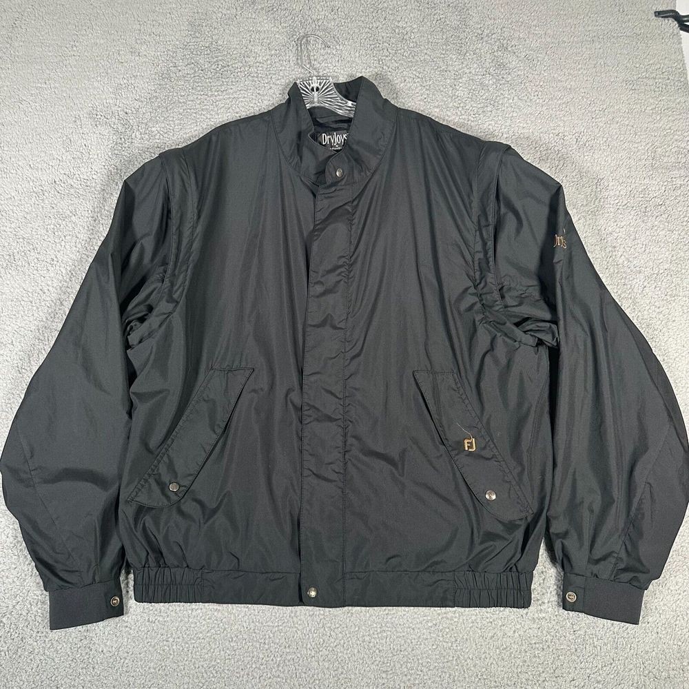 Footjoy Jacket Mens 2XL Black Dryjoys‎ Full Zip Convertible Golf Windbreaker